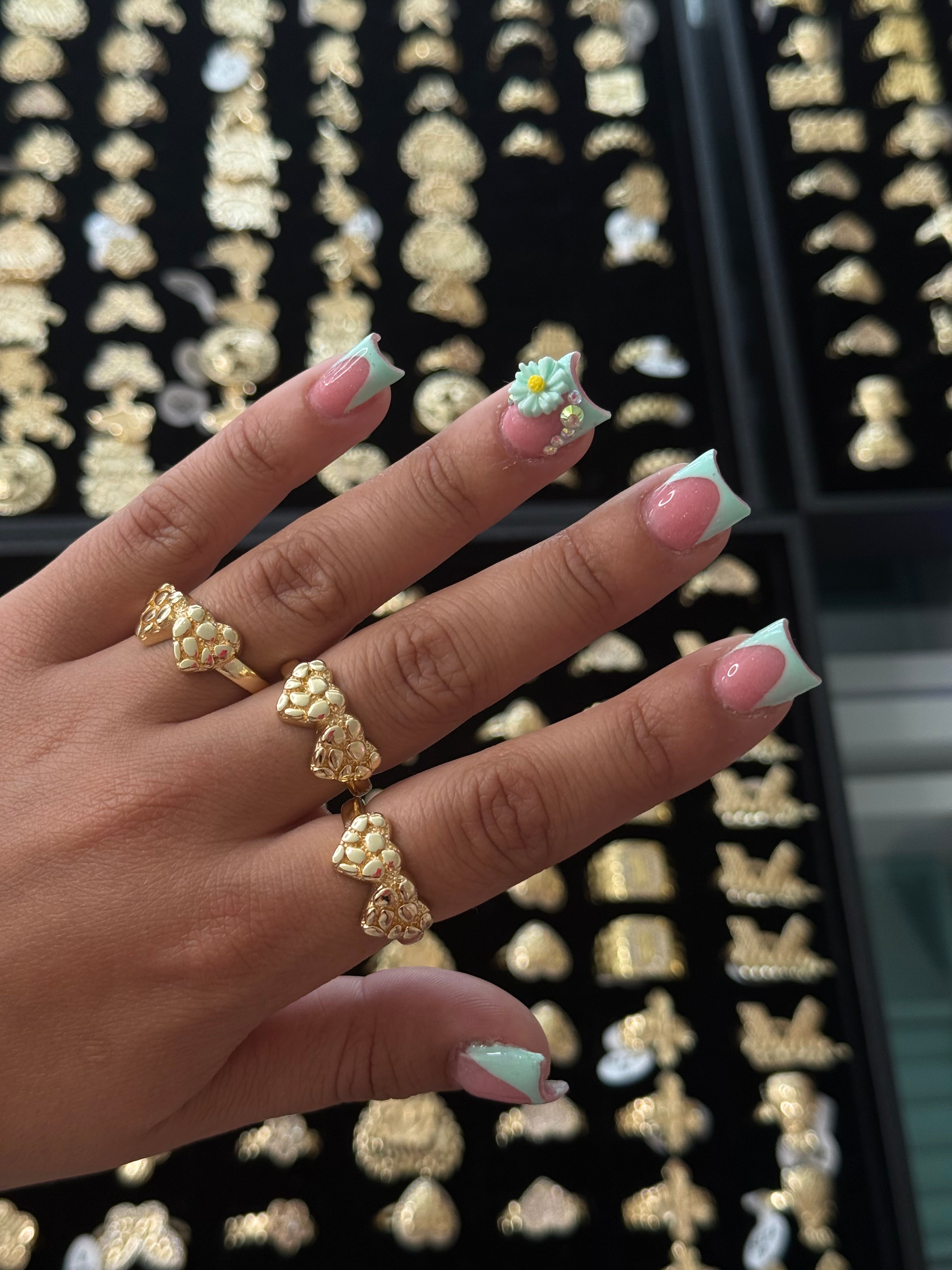 DOUBLE HRT NUGGET RING