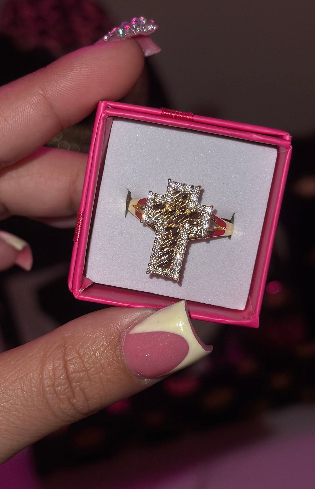 CROSS DMND NUGGET RING