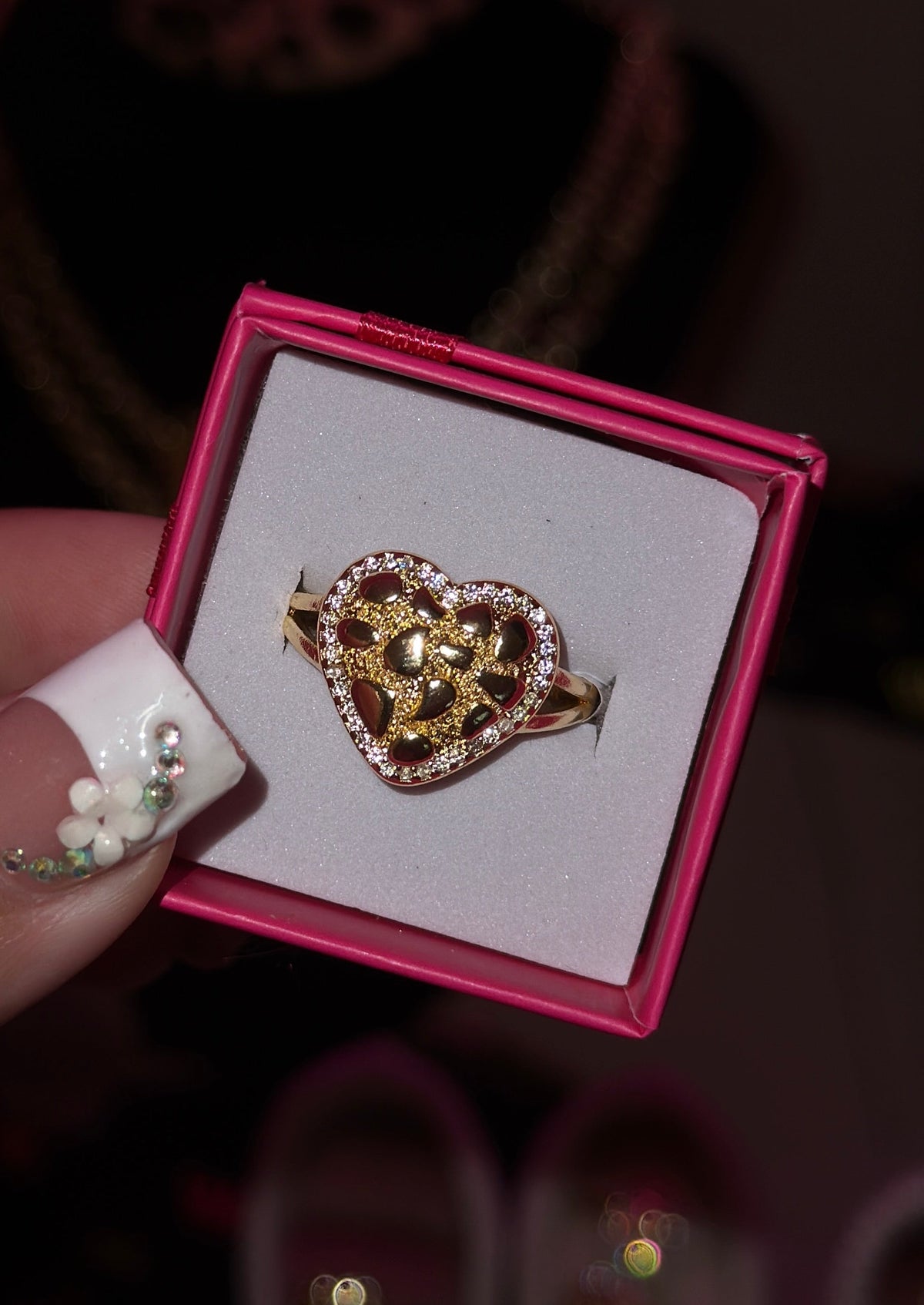 DMND HEART NUGGET RING