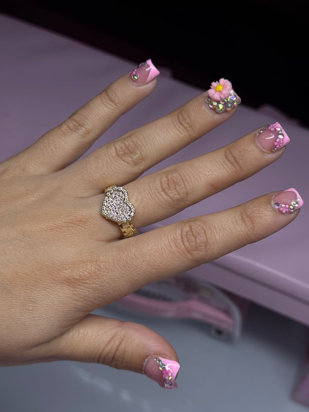 PINK HRT ROLLIE RING